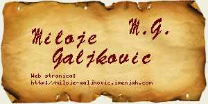 Miloje Galjković vizit kartica